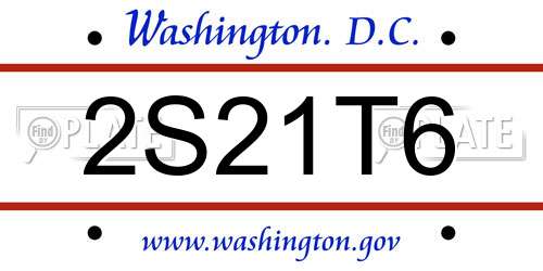 2S21T6 District Of Columbia License Plate