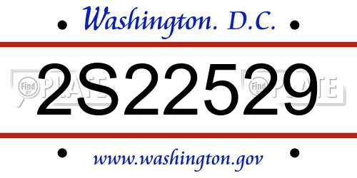 2S22529 District Of Columbia License Plate