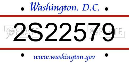 2S22579 District Of Columbia License Plate