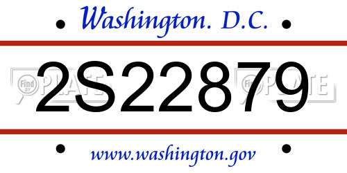 2S22879 District Of Columbia License Plate