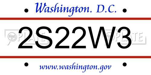 2S22W3 District Of Columbia License Plate
