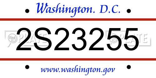 2S23255 District Of Columbia License Plate