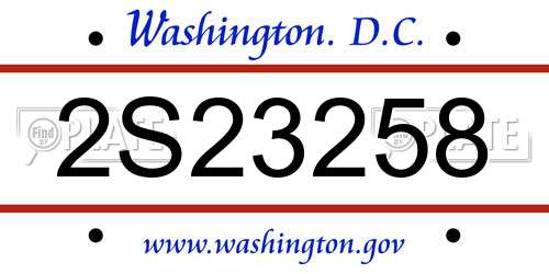 2S23258 District Of Columbia License Plate