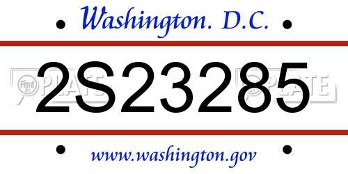 2S23285 District Of Columbia License Plate