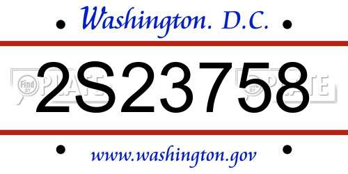 2S23758 District Of Columbia License Plate