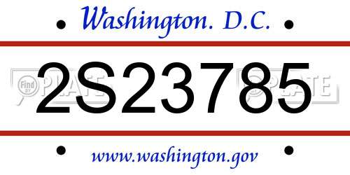 2S23785 District Of Columbia License Plate