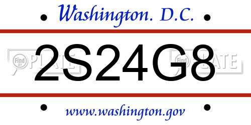 2S24G8 District Of Columbia License Plate