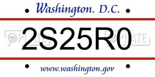 2S25R0 District Of Columbia License Plate