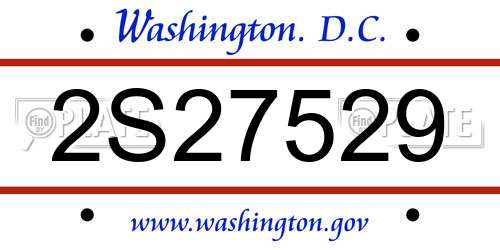 2S27529 District Of Columbia License Plate