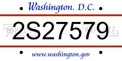 2S27579 District Of Columbia License Plate