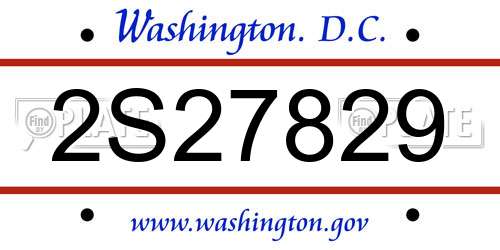 2S27829 District Of Columbia License Plate