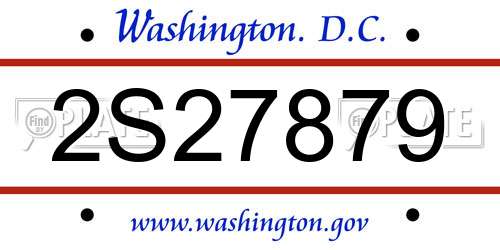 2S27879 District Of Columbia License Plate