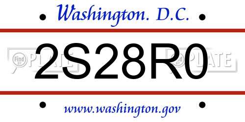 2S28R0 District Of Columbia License Plate