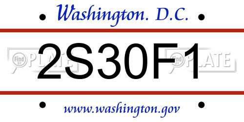 2S30F1 District Of Columbia License Plate