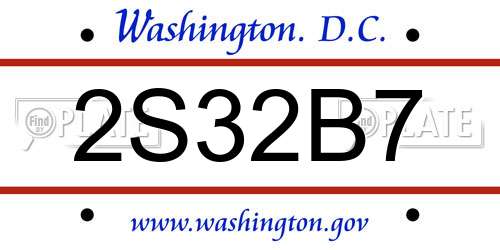 2S32B7 District Of Columbia License Plate