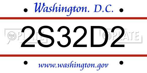 2S32D2 District Of Columbia License Plate