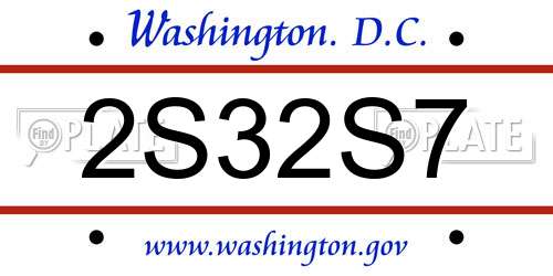 2S32S7 District Of Columbia License Plate