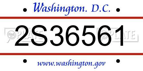 2S36561 District Of Columbia License Plate