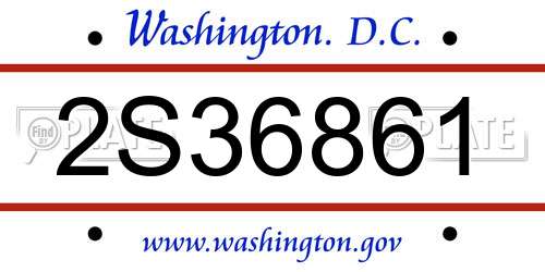2S36861 District Of Columbia License Plate