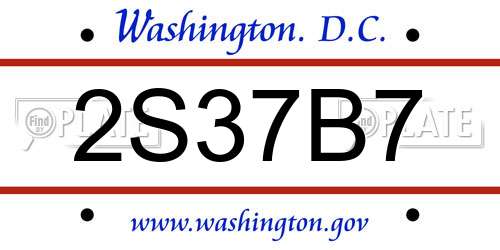 2S37B7 District Of Columbia License Plate