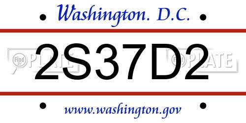 2S37D2 District Of Columbia License Plate