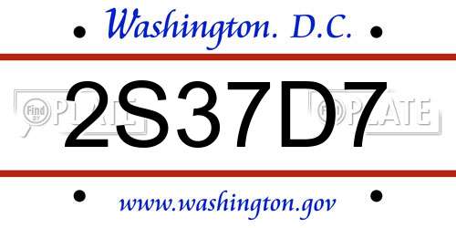2S37D7 District Of Columbia License Plate