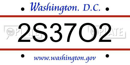 2S37O2 District Of Columbia License Plate