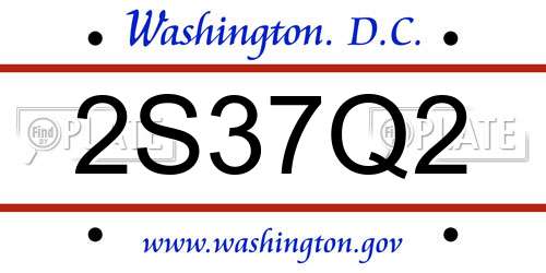 2S37Q2 District Of Columbia License Plate