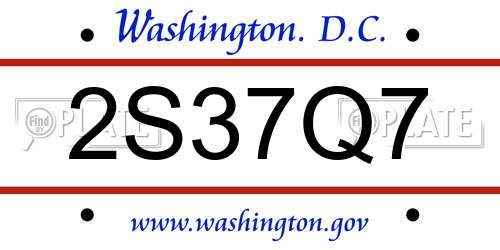 2S37Q7 District Of Columbia License Plate