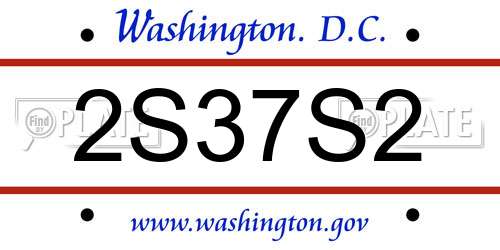 2S37S2 District Of Columbia License Plate