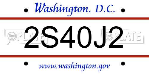 2S40J2 District Of Columbia License Plate