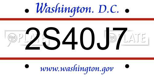 2S40J7 District Of Columbia License Plate