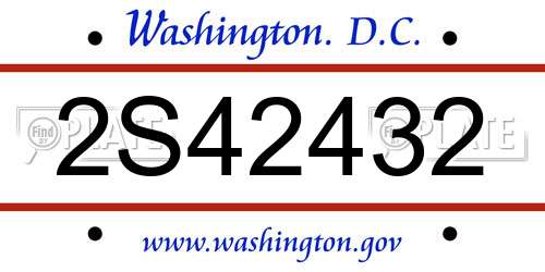 2S42432 District Of Columbia License Plate