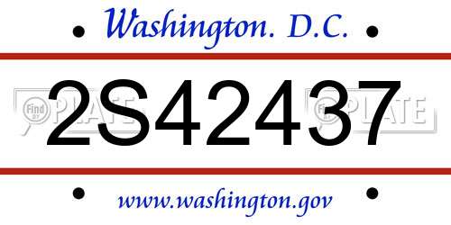 2S42437 District Of Columbia License Plate