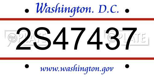 2S47437 District Of Columbia License Plate