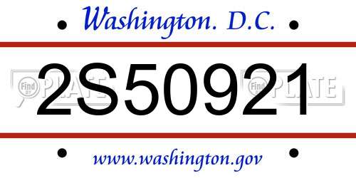 2S50921 District Of Columbia License Plate