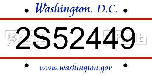 2S52449 District Of Columbia License Plate
