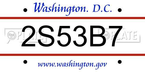 2S53B7 District Of Columbia License Plate