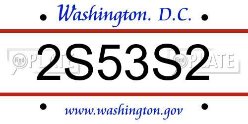 2S53S2 District Of Columbia License Plate