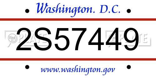2S57449 District Of Columbia License Plate