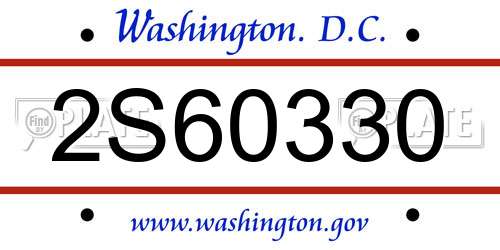 2S60330 District Of Columbia License Plate
