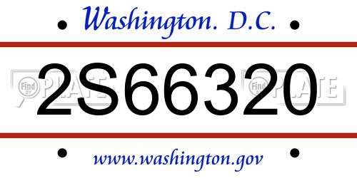 2S66320 District Of Columbia License Plate