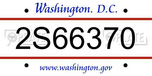 2S66370 District Of Columbia License Plate