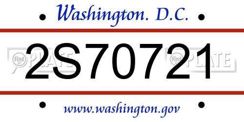 2S70721 District Of Columbia License Plate