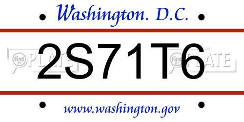 2S71T6 District Of Columbia License Plate
