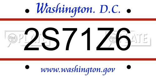 2S71Z6 District Of Columbia License Plate