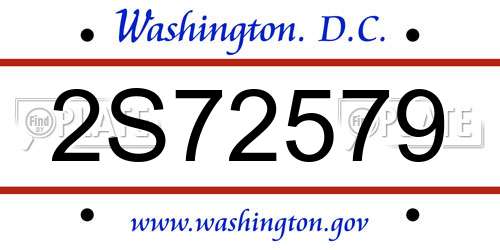 2S72579 District Of Columbia License Plate