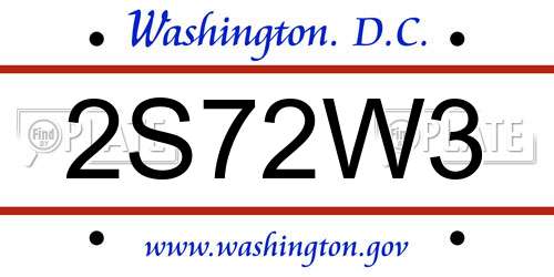 2S72W3 District Of Columbia License Plate