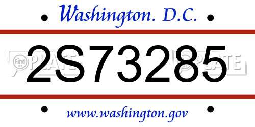 2S73285 District Of Columbia License Plate