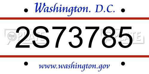 2S73785 District Of Columbia License Plate